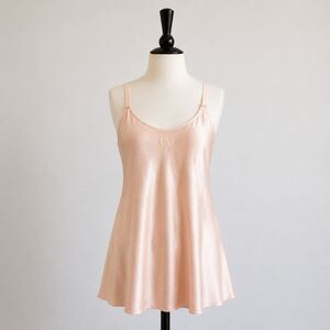 Vintage Christian Dior Satin Slip Dress Pink Lingerie Chemise CD Monogram